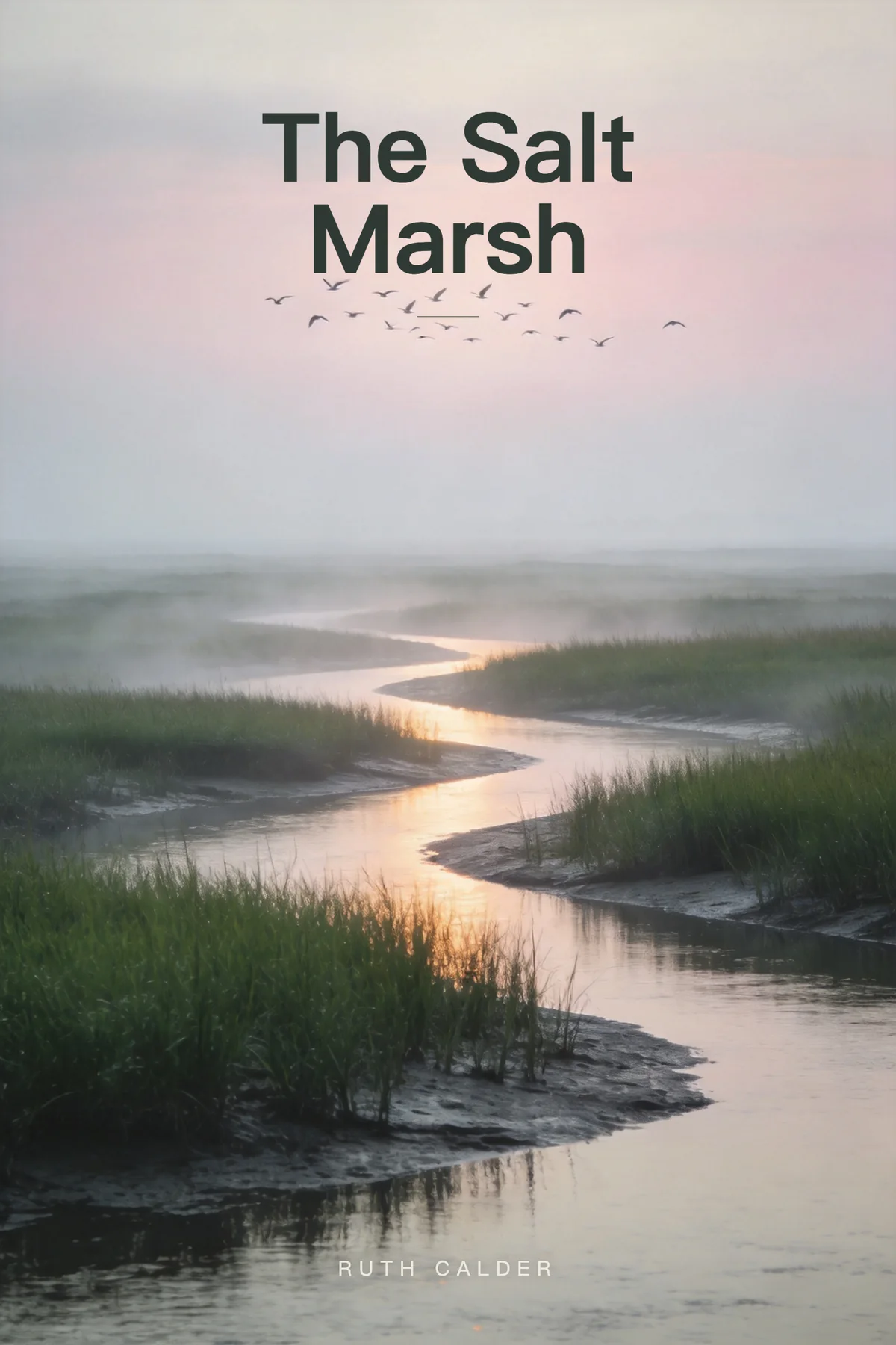 The Salt Marsh — nature writing book cover with reeds and still water